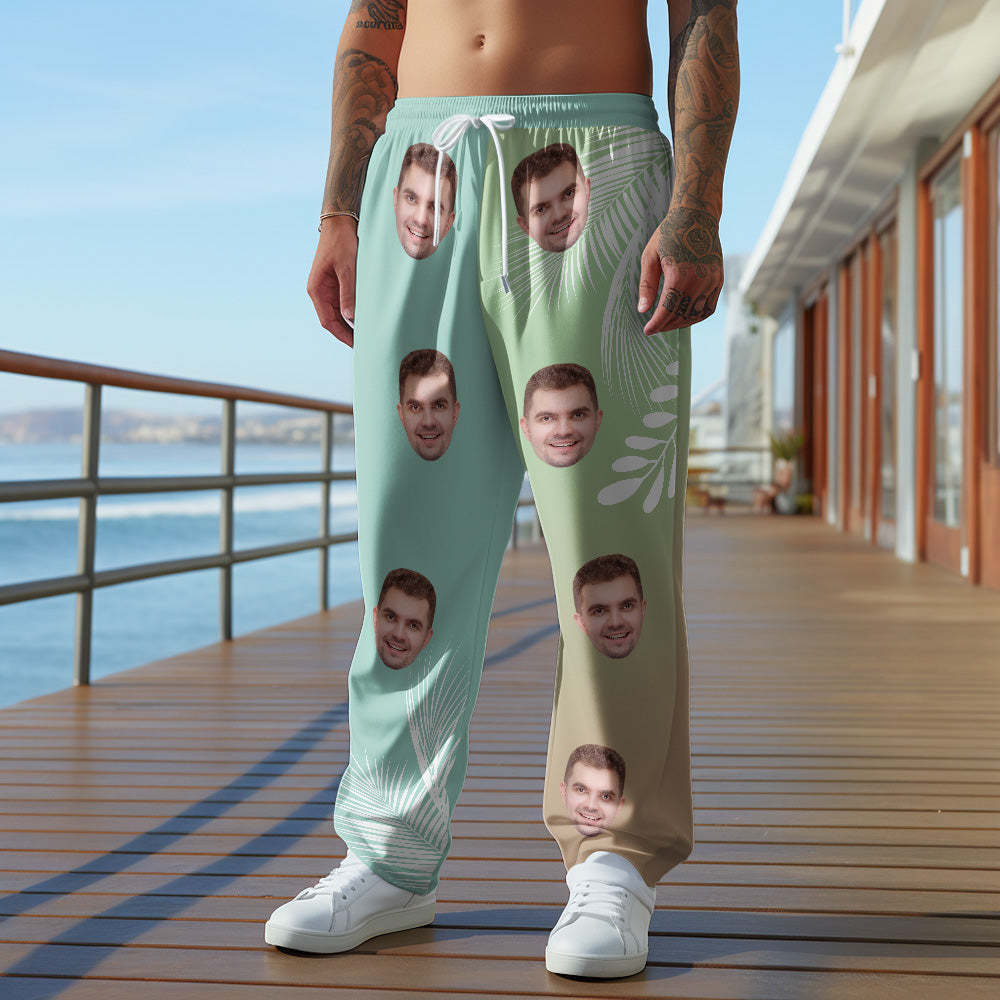 Custom Face Sweatpants Gradient Hawaiian Personalized Casual Golf Pants for Him - MyFaceSocksAu