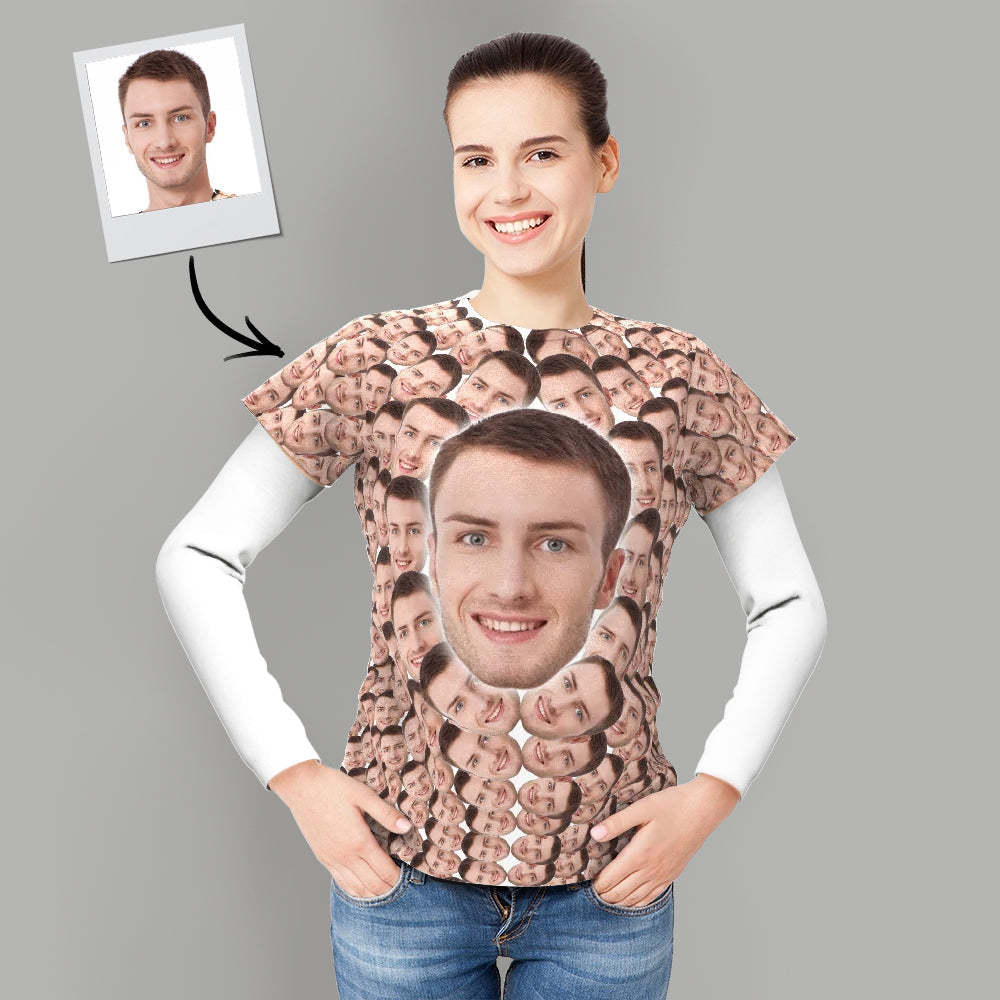 Custom My Face Personalized T-shirt Funny Man Photo All Over Print Tee - MyFaceSocksAu