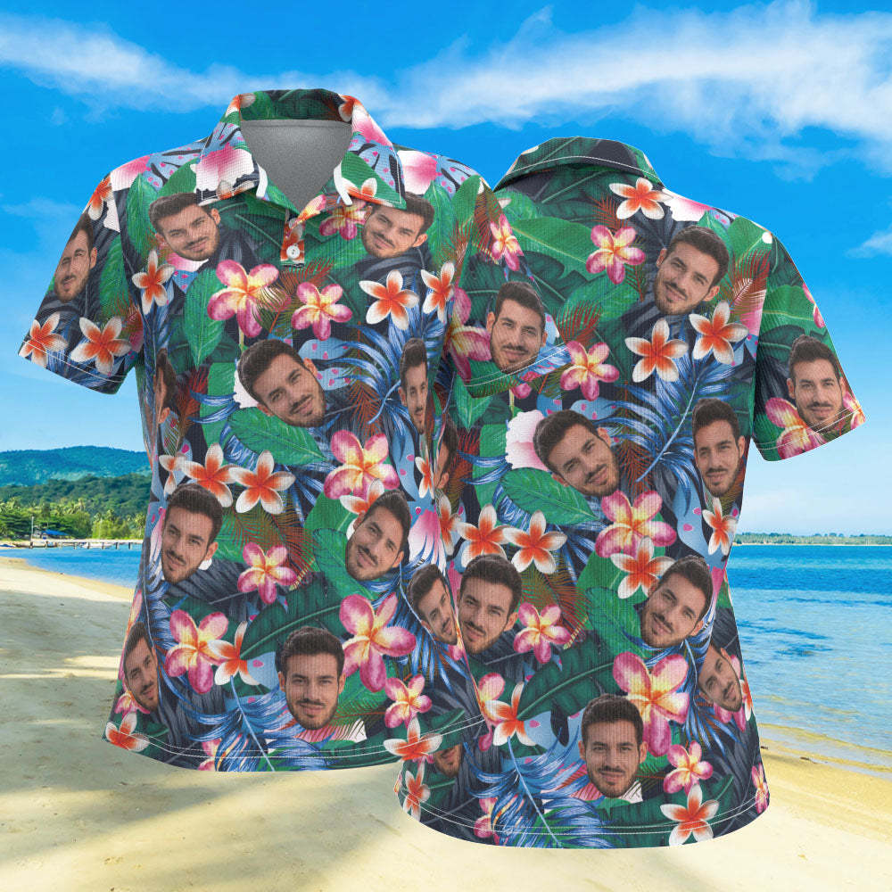 Custom Face Polo Shirts Personalised Women Photo Shirt Colorful Flowers - MyFaceSocksAu