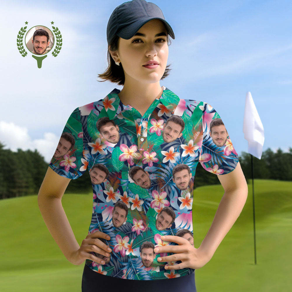 Custom Face Polo Shirts Personalised Women Photo Shirt Colorful Flowers - MyFaceSocksAu