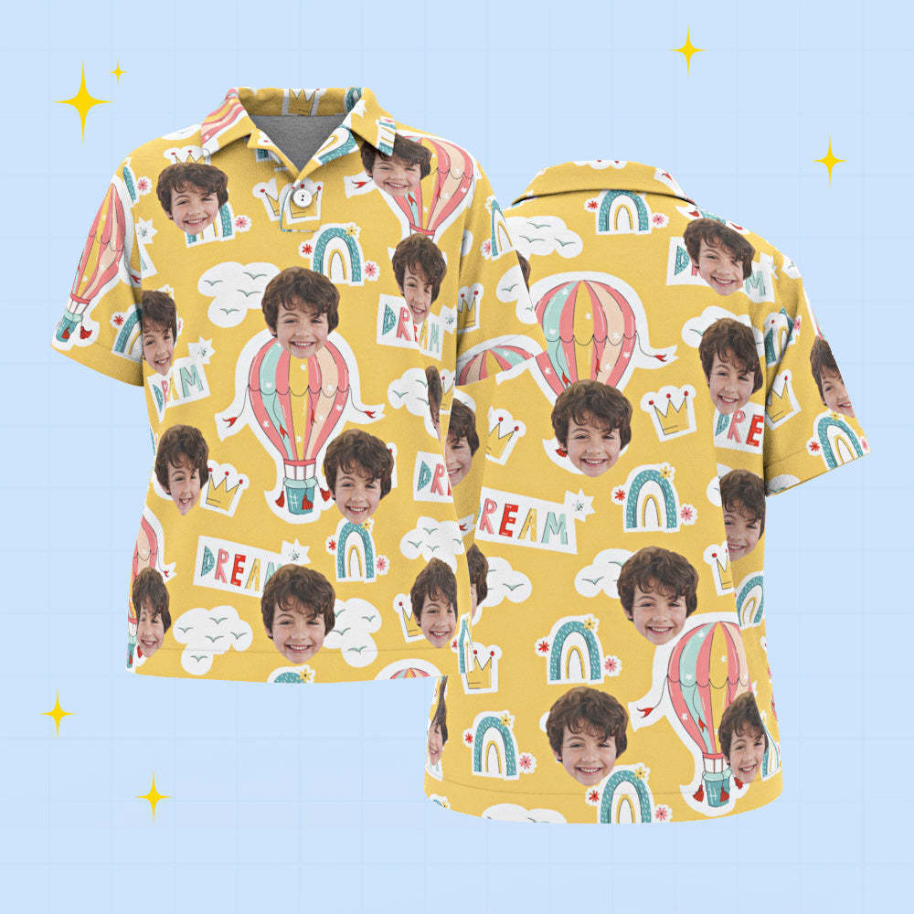 Custom Face Kids Polo Shirts Personalised Photo Shirt Colorful Dreams - MyFaceSocksAu