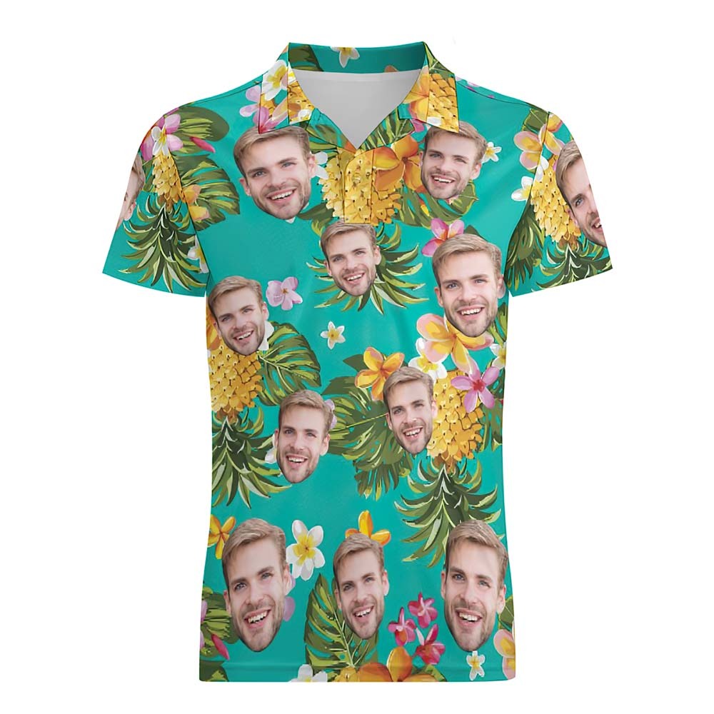 Custom Polo Shirt Hawaiian Golf Polo Shirts Holiday Gift Pineapples - MyFaceSocksAu