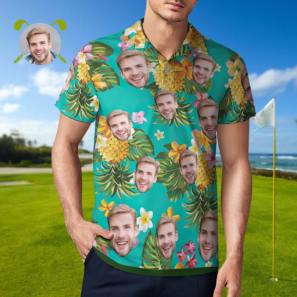 Custom Polo Shirt Hawaiian Golf Polo Shirts Holiday Gift Pineapples - MyFaceSocksAu