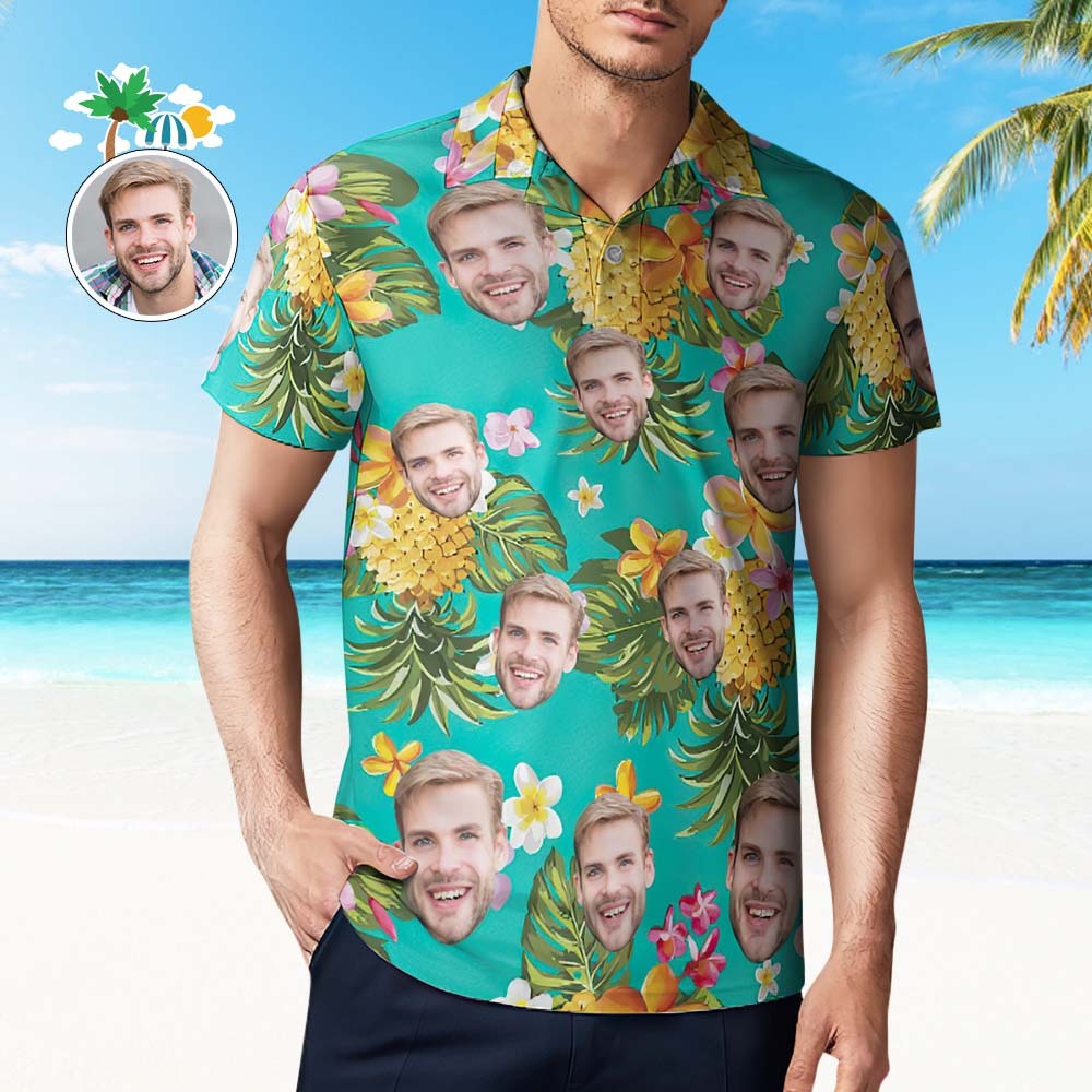 Custom Polo Shirt Hawaiian Golf Polo Shirts Holiday Gift Pineapples - MyFaceSocksAu