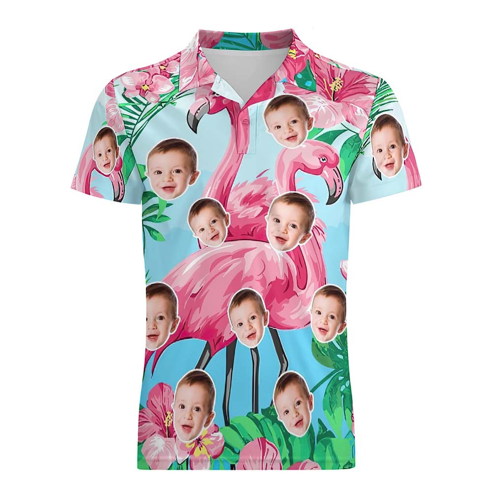 Custom Polo Shirt Hawaiian Golf Polo Shirts Holiday Gift Flamingo - MyFaceSocksAu