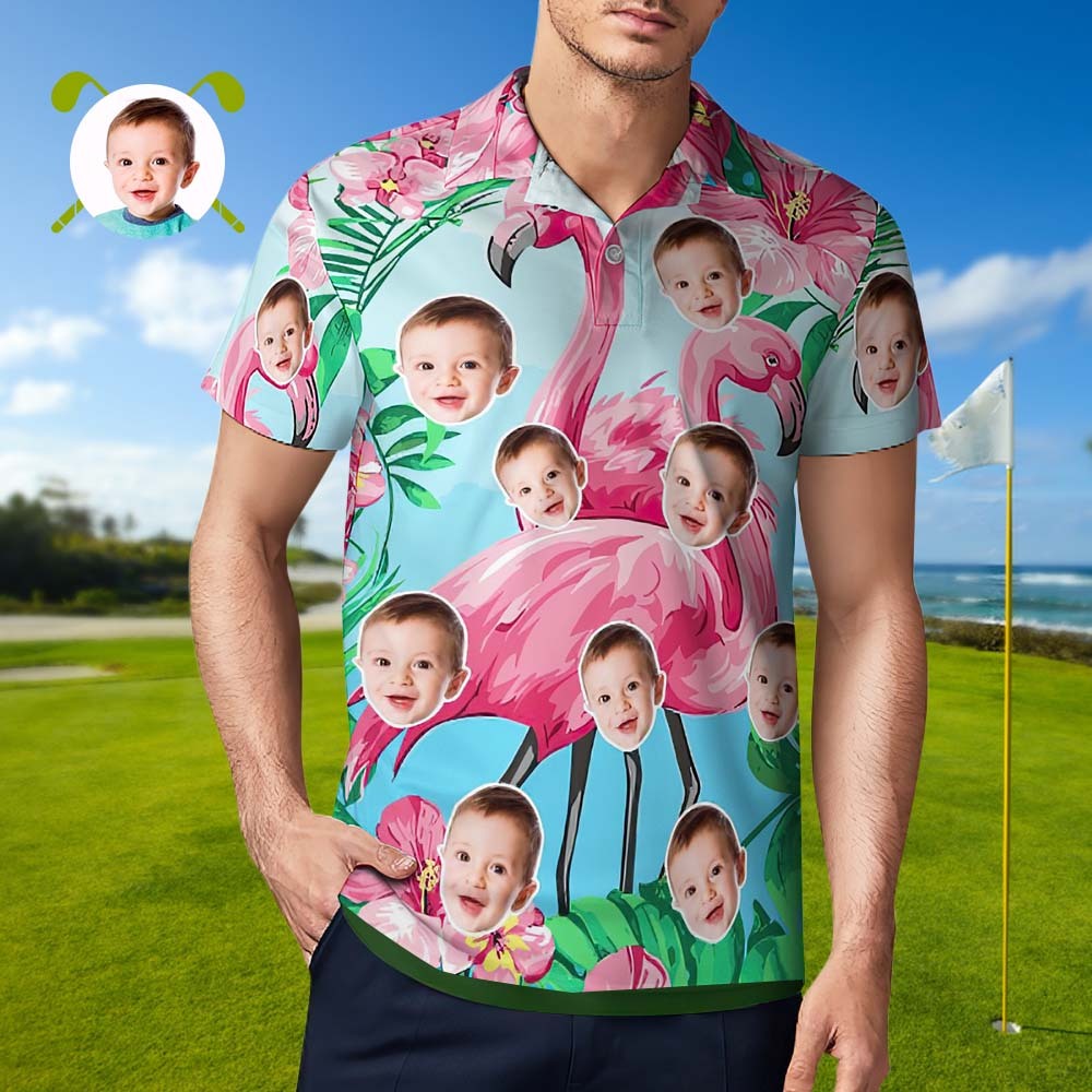 Custom Polo Shirt Hawaiian Golf Polo Shirts Holiday Gift Flamingo - MyFaceSocksAu