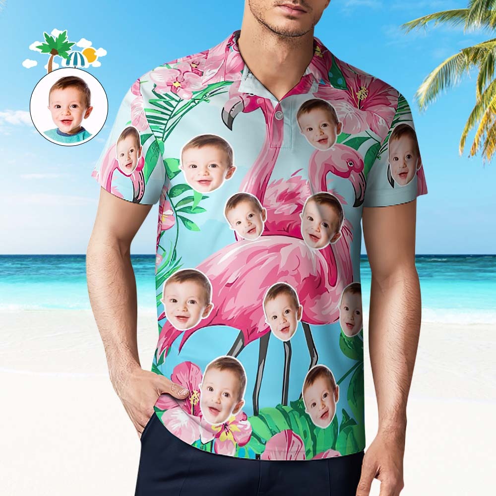 Custom Polo Shirt Hawaiian Golf Polo Shirts Holiday Gift Flamingo - MyFaceSocksAu