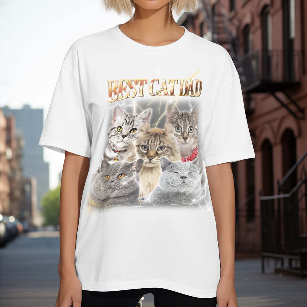 Custom Photo Vintage Tee Personalized Name T-shirt Pet Gifts Cat Gifts For Pet Love