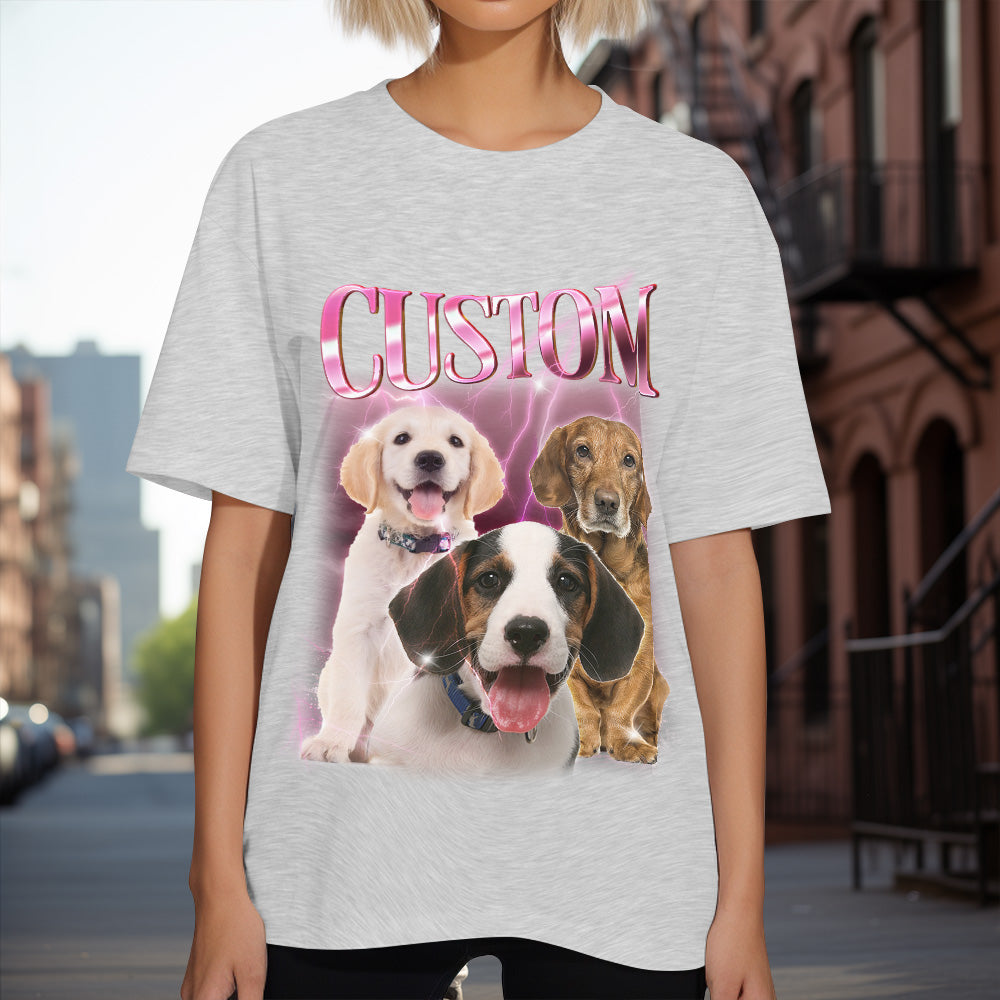 Custom Photo Vintage Tee Personalized Name T-shirt Pet Gifts Cat Gifts For Pet Love