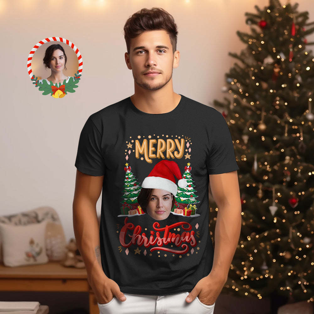 Custom Christmas Face T-shirt Funny Merry Christmas Photo Shirt - MyFaceSocksAu