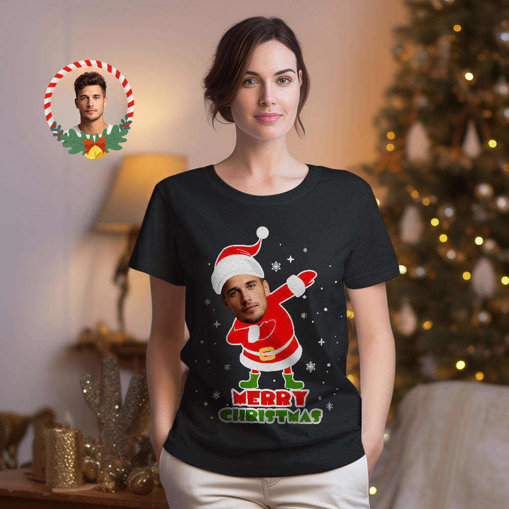 Custom Christmas Face T-shirt Funny Merry Christmas Shirts Face Shirt - MyFaceSocksAu