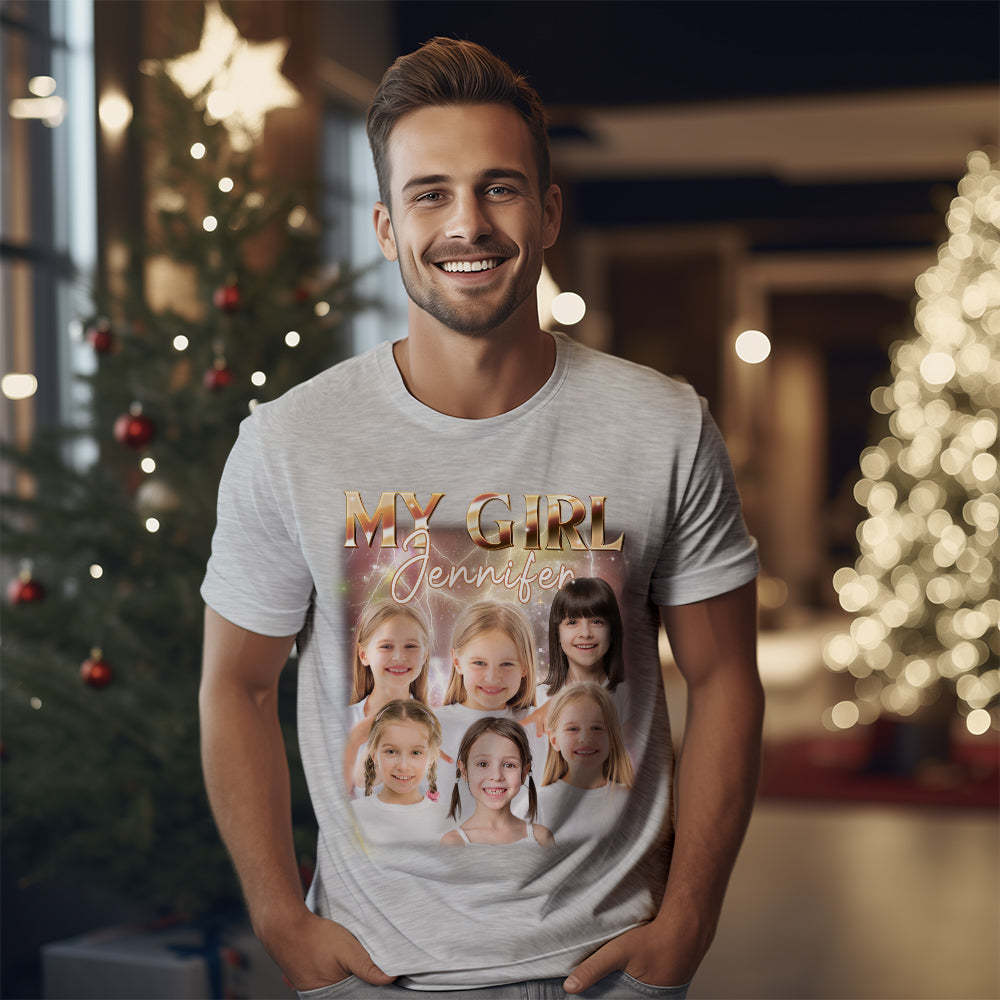 Custom Photo And Text Vintage T-shirt Personalised Vintage Tee For Him And Her