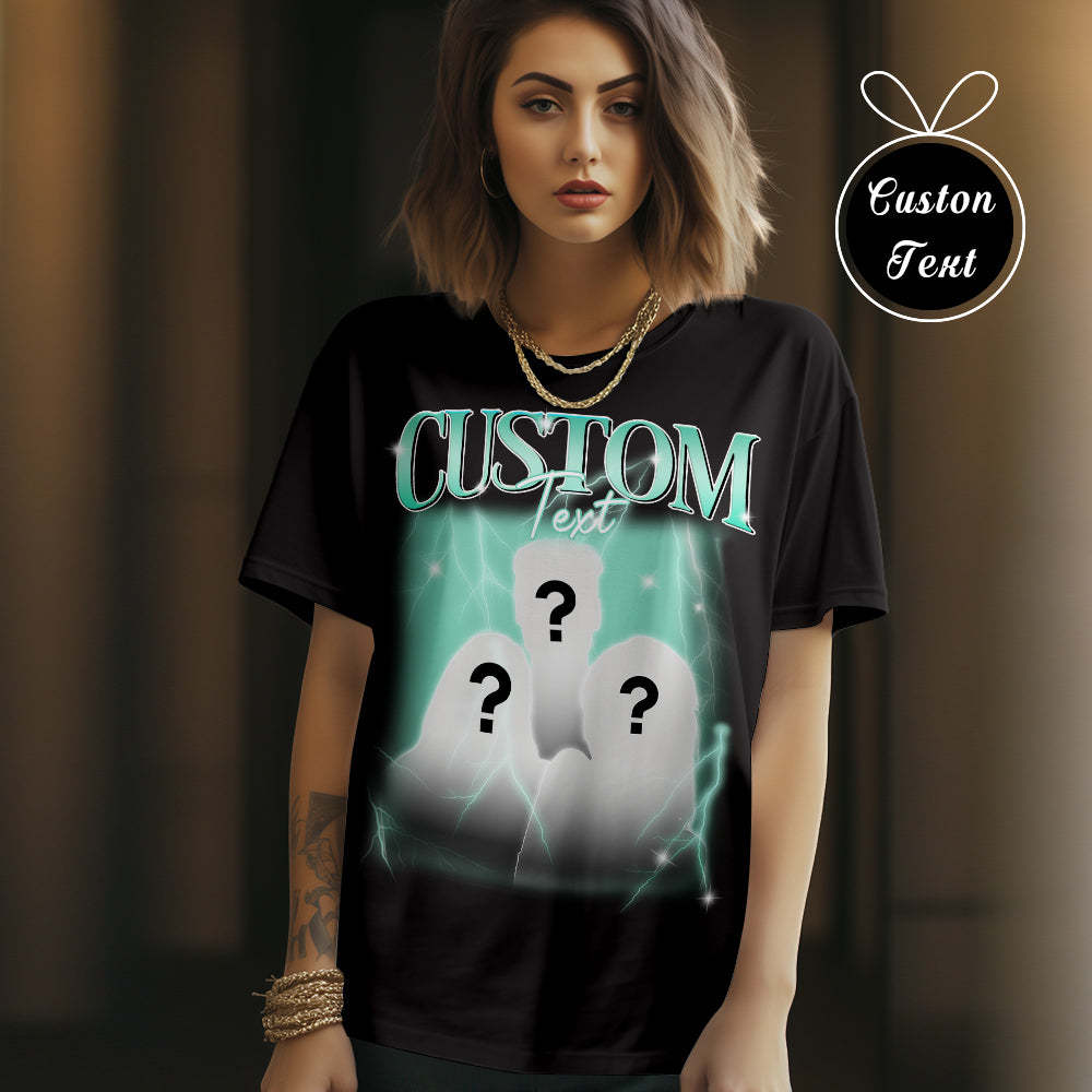 Custom Text Vintage T-shirt Personlised Funny Question Mark T-shirt