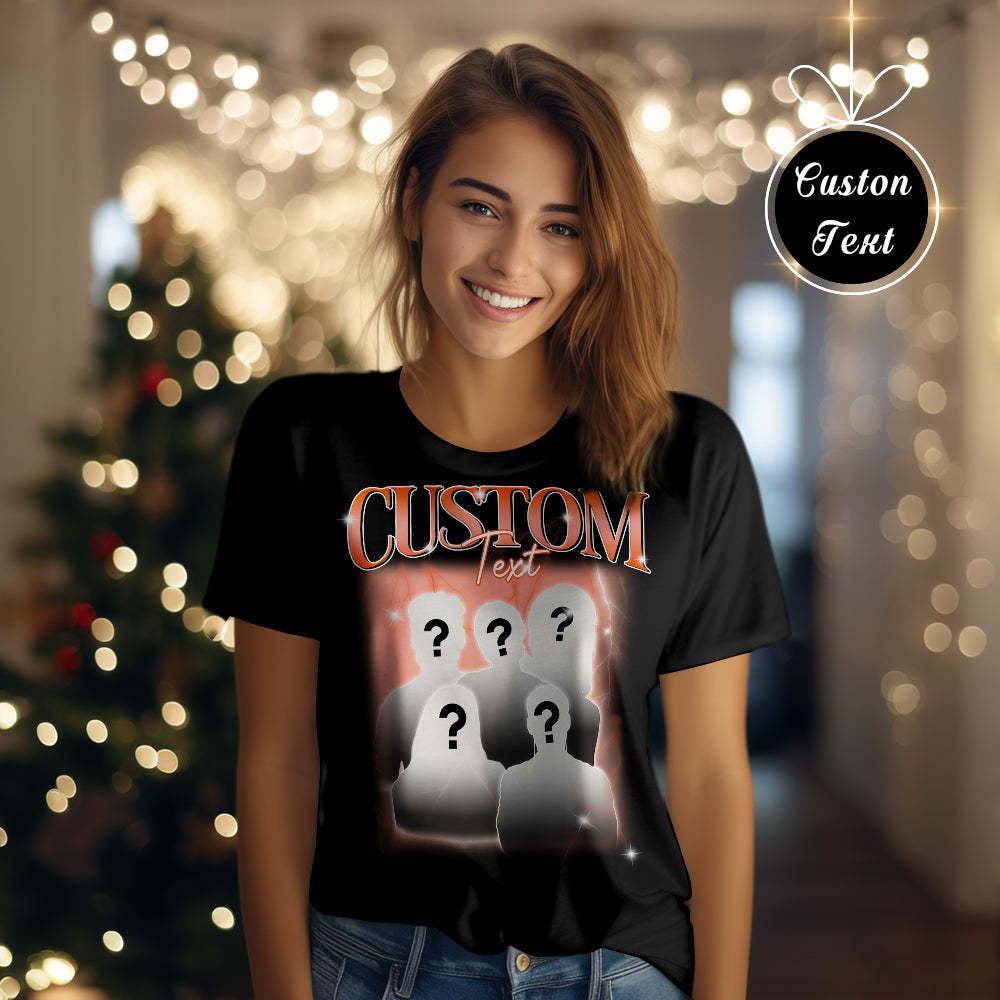 Custom Text Vintage T-shirt Personlised Funny Question Mark T-shirt