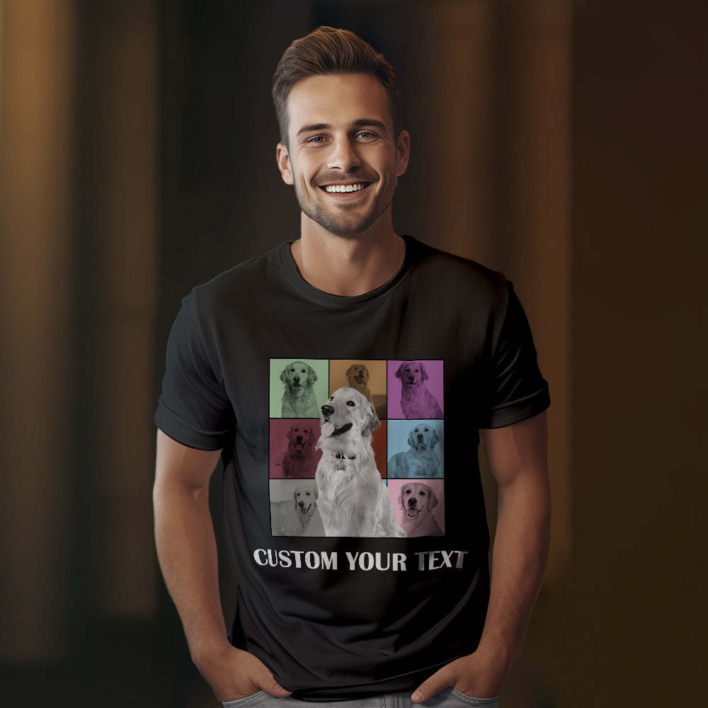 Custom Your Photo and Text Shirt Personalised Dog Photo Shirt Custom Multi Pet Portrait Shirt - MyFaceSocksAu