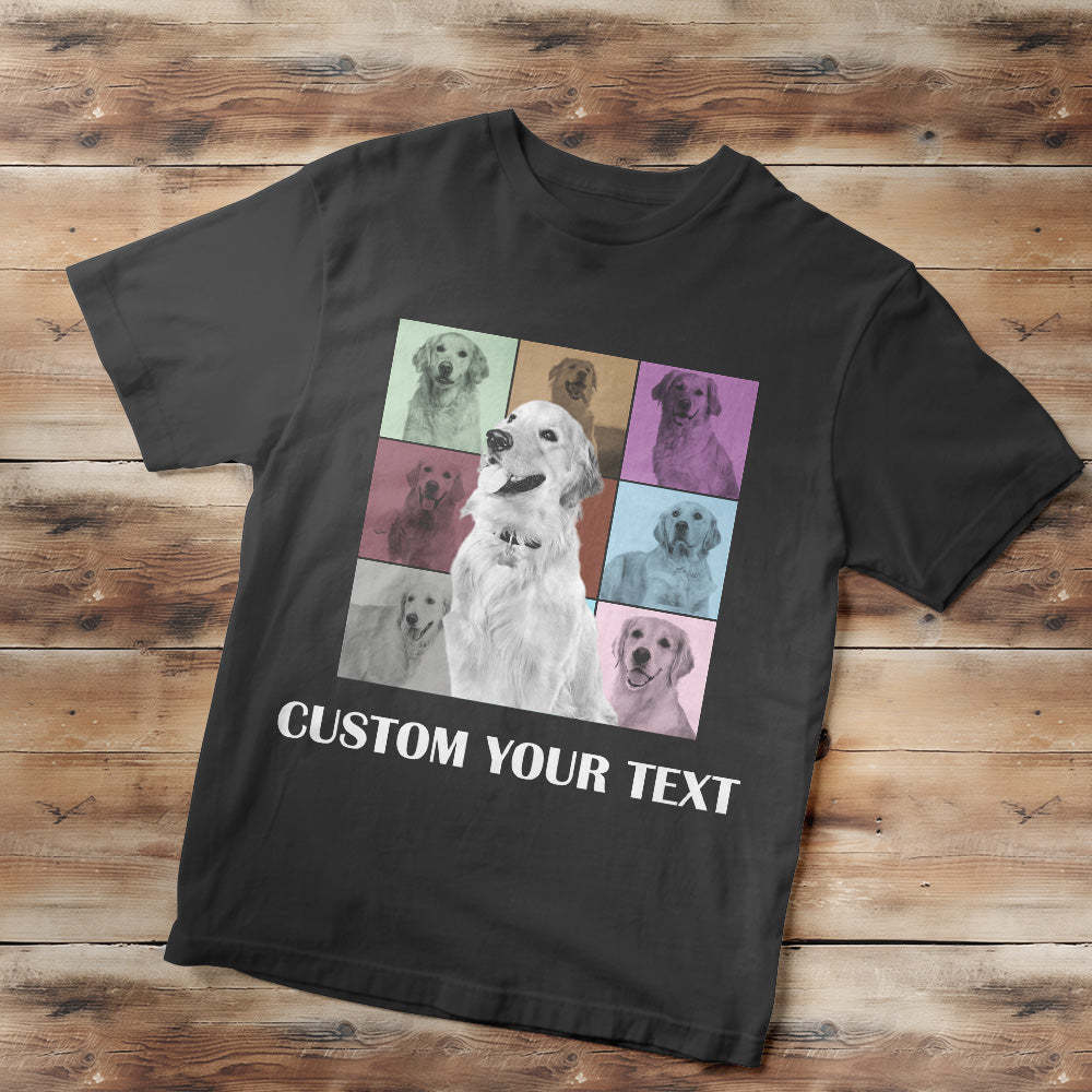 Custom Your Photo and Text Shirt Personalised Dog Photo Shirt Custom Multi Pet Portrait Shirt - MyFaceSocksAu