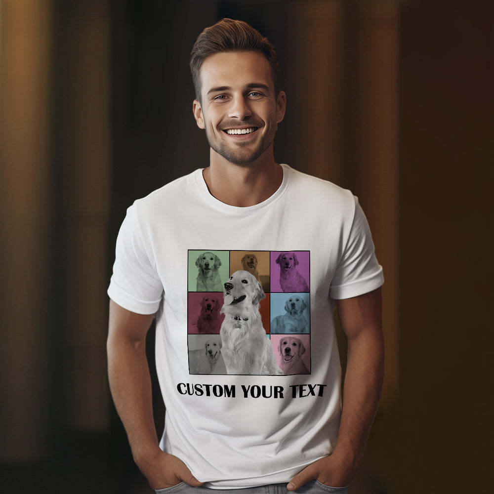 Custom Your Photo and Text Shirt Personalised Dog Photo Shirt Custom Multi Pet Portrait Shirt - MyFaceSocksAu
