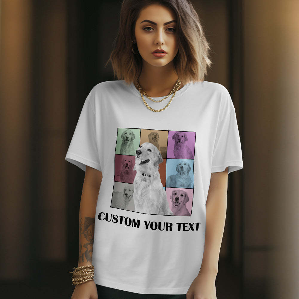 Custom Your Photo and Text Shirt Personalised Dog Photo Shirt Custom Multi Pet Portrait Shirt - MyFaceSocksAu