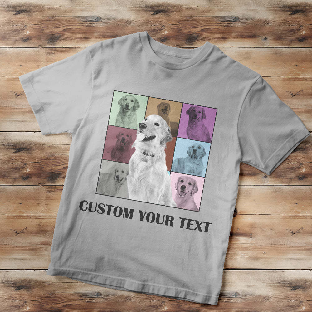 Custom Your Photo and Text Shirt Personalised Dog Photo Shirt Custom Multi Pet Portrait Shirt - MyFaceSocksAu