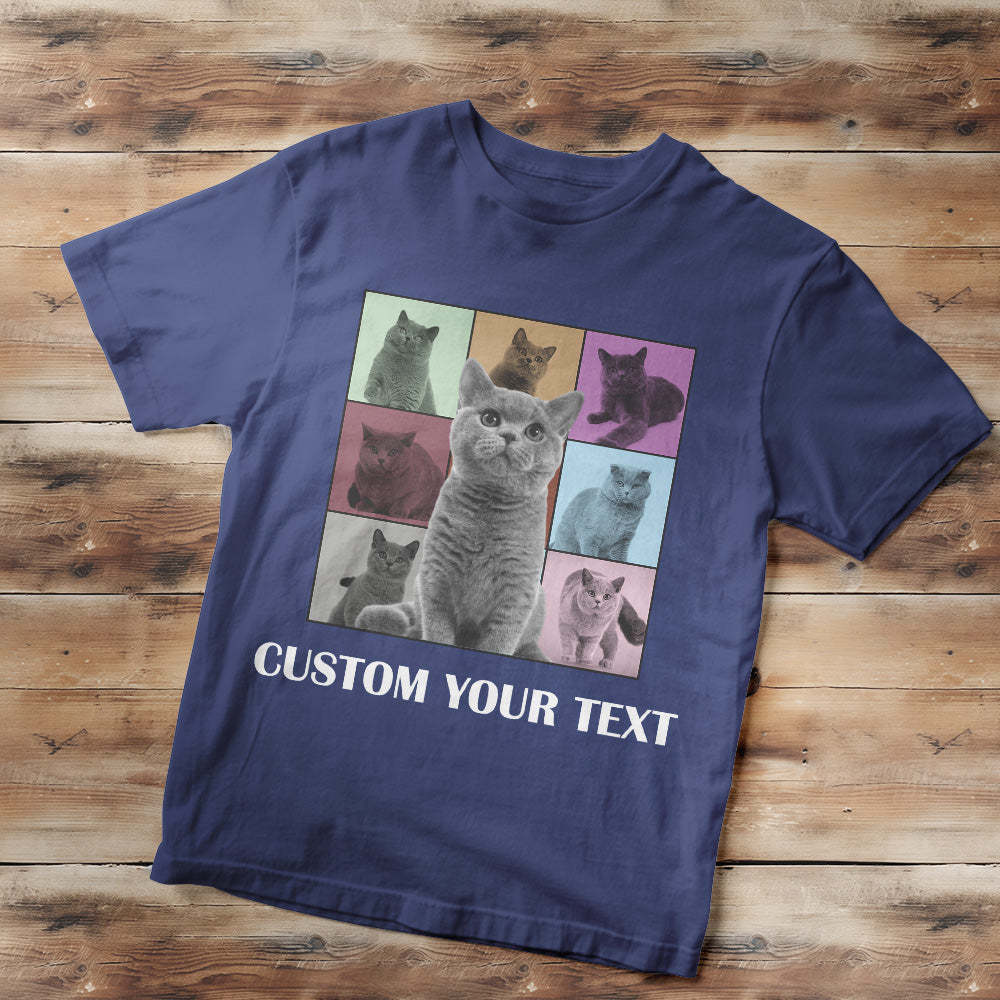 Custom Your Photo and Text Shirt Personalised Dog Photo Shirt Custom Multi Pet Portrait Shirt - MyFaceSocksAu