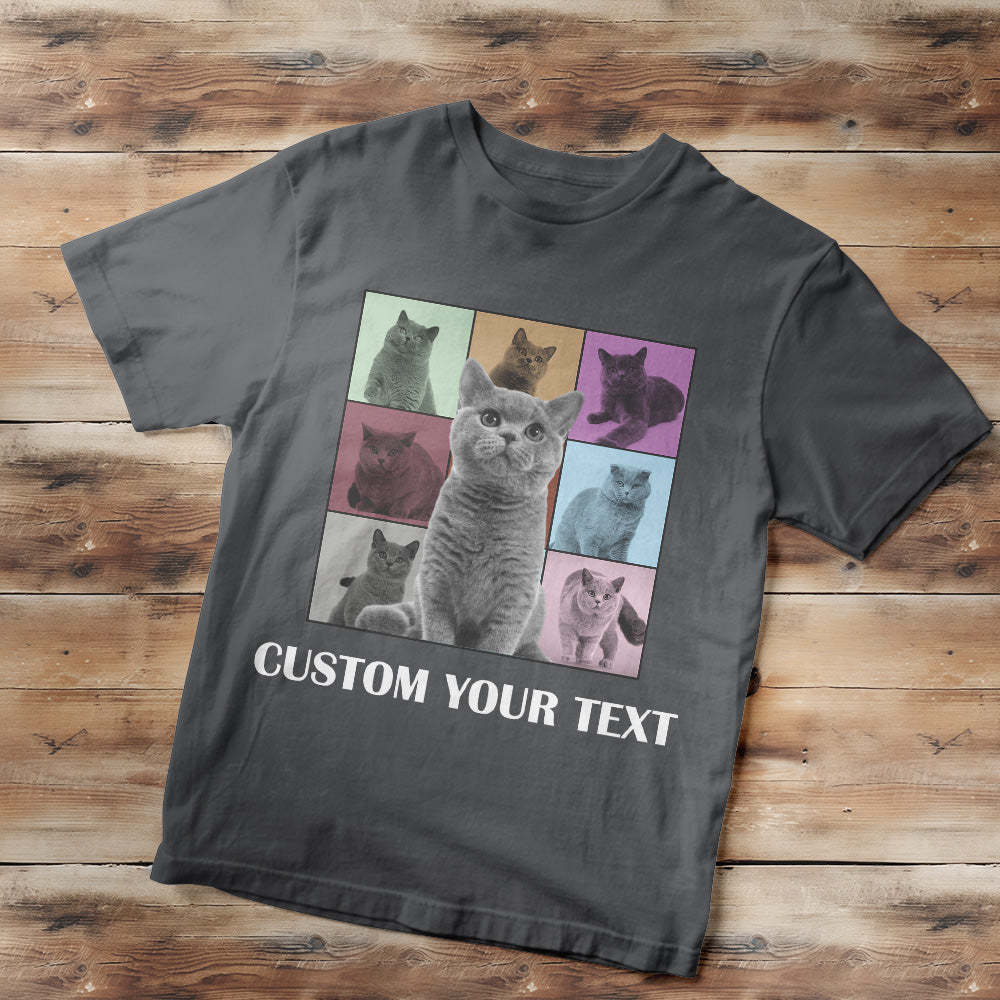 Custom Your Photo and Text Shirt Personalised Dog Photo Shirt Custom Multi Pet Portrait Shirt - MyFaceSocksAu