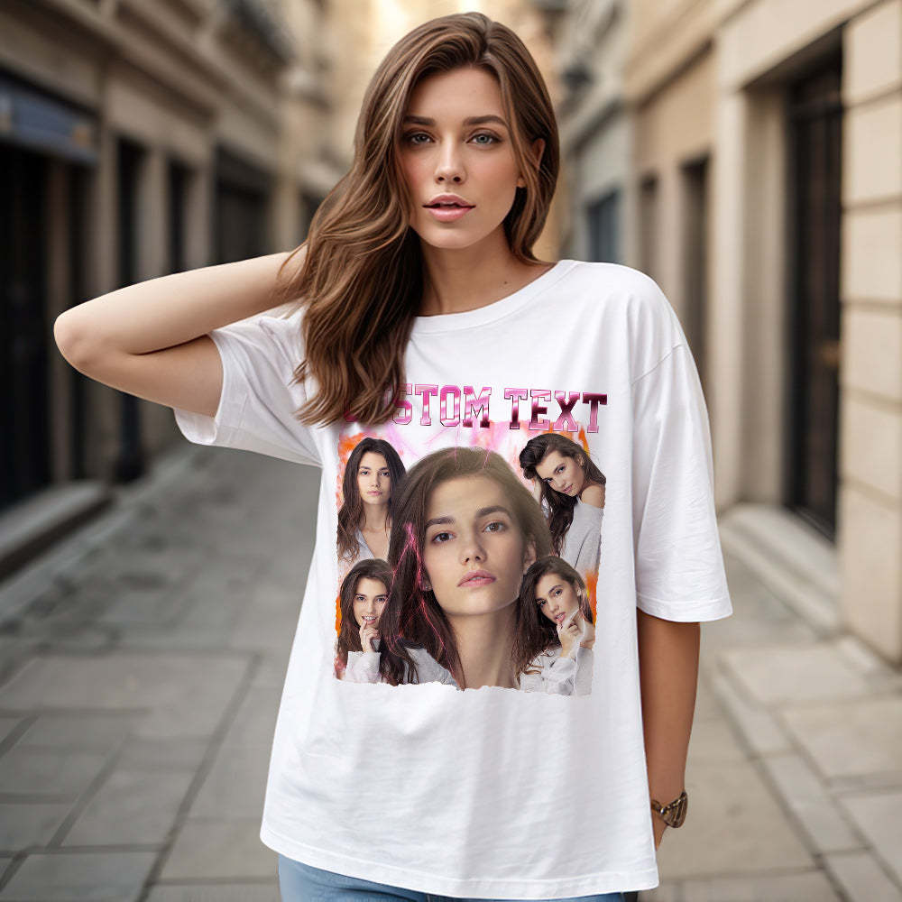 Custom Text and Photo Vintage Tee Custom Bootleg T-Shirts for Men and Women - MyFaceSocksAu