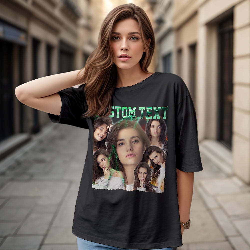 Custom Text and Photo Vintage Tee Custom Bootleg T-Shirts for Men and Women - MyFaceSocksAu