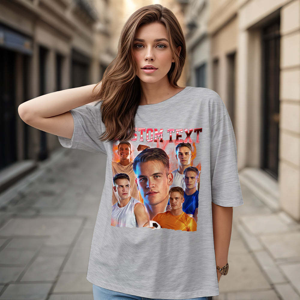 Custom Text and Photo Vintage Tee Custom Bootleg T-Shirts for Men and Women - MyFaceSocksAu