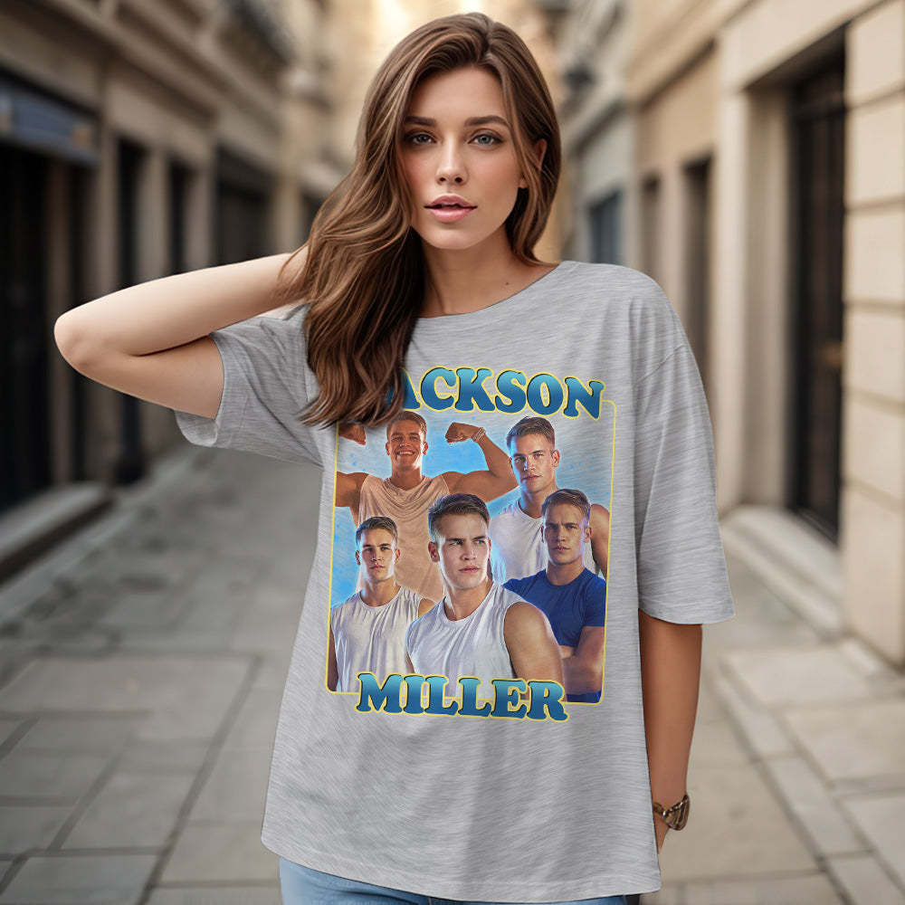 Custom 90s Bootleg Vintage Rap T Shirt Personalized Name And Photo T-shirt - MyFaceSocksAu