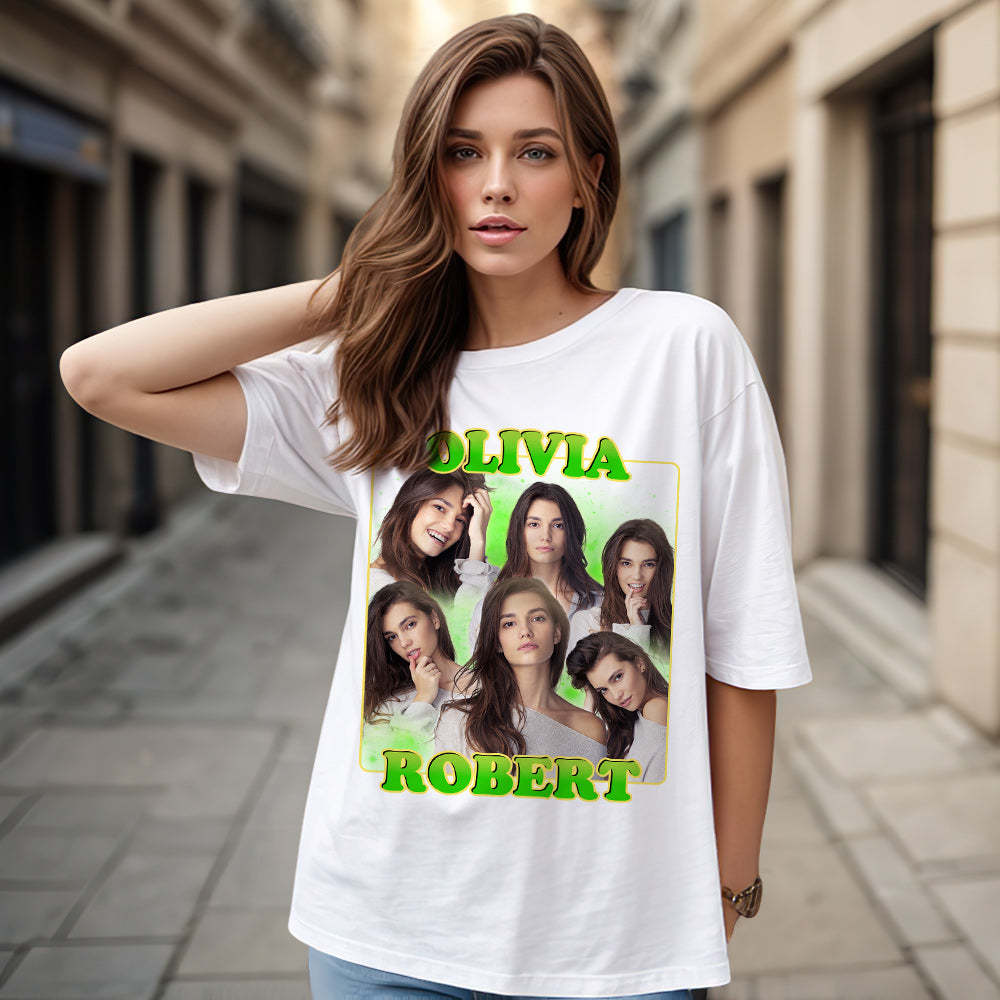 Custom 90s Bootleg Vintage Rap T Shirt Personalized Name And Photo T-shirt - MyFaceSocksAu