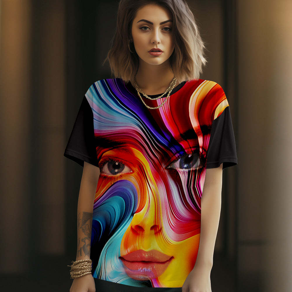 Custom Face T-shirt Personalized Photo T-shirt Gift For Women And Men Gifts for Couple - MyFaceSocksAu