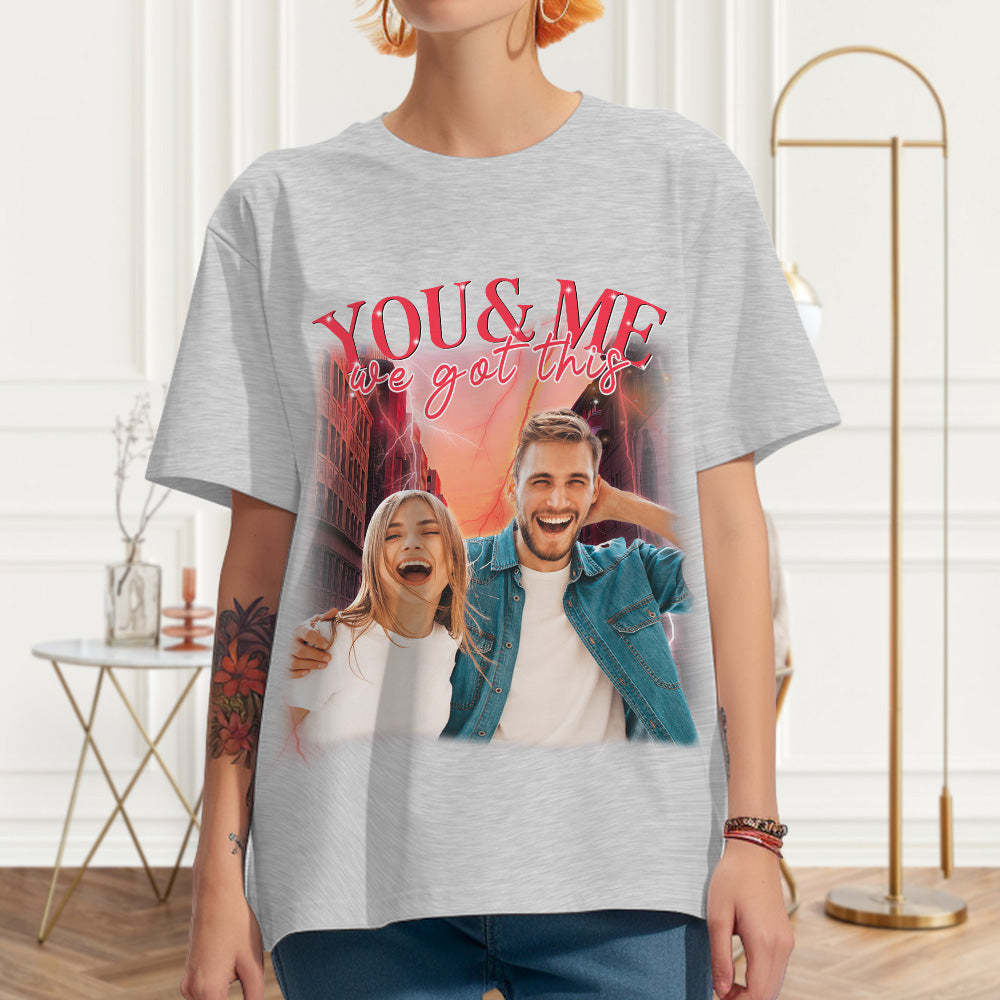 Custom Photo Vintage Tee Personalized Couple Name T-shirt - MyFaceSocksAu