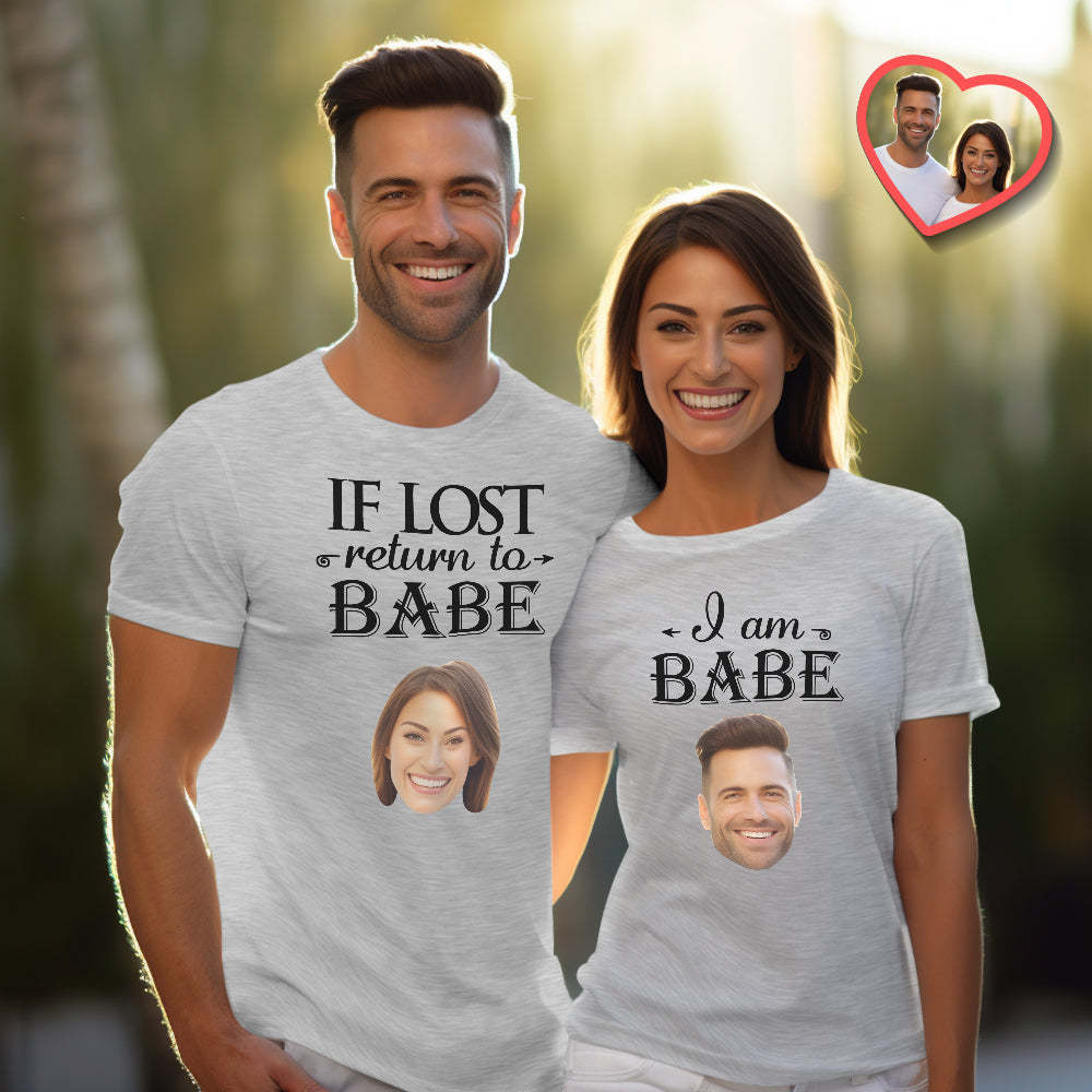 Custom Couple Matching T-shirts Love Babe Personalized Matching Couple Shirts Valentine's Day Gift - MyFaceSocksAu