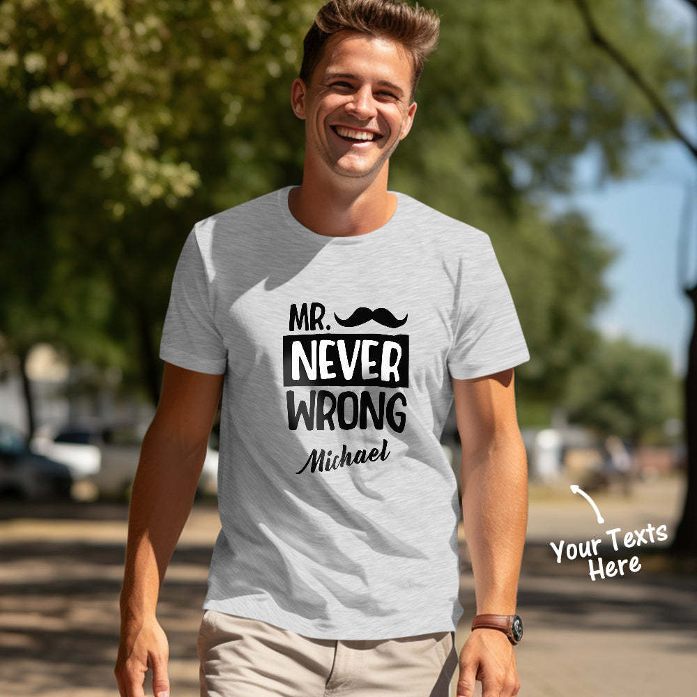 Custom Couple Matching T-shirts Mr Never Wrong and Mrs Always Right Valentine's Day Gift - MyFaceSocksAu