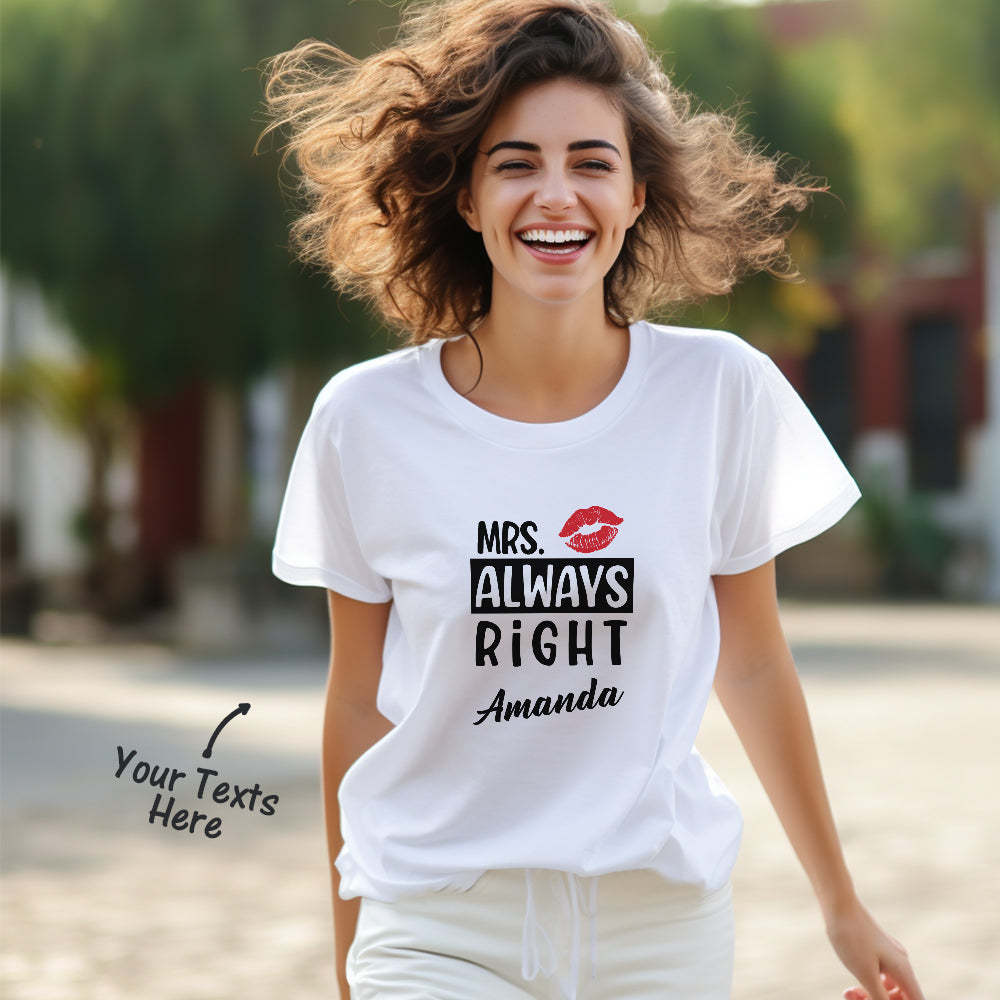 Custom Couple Matching T-shirts Mr Never Wrong and Mrs Always Right Valentine's Day Gift - MyFaceSocksAu