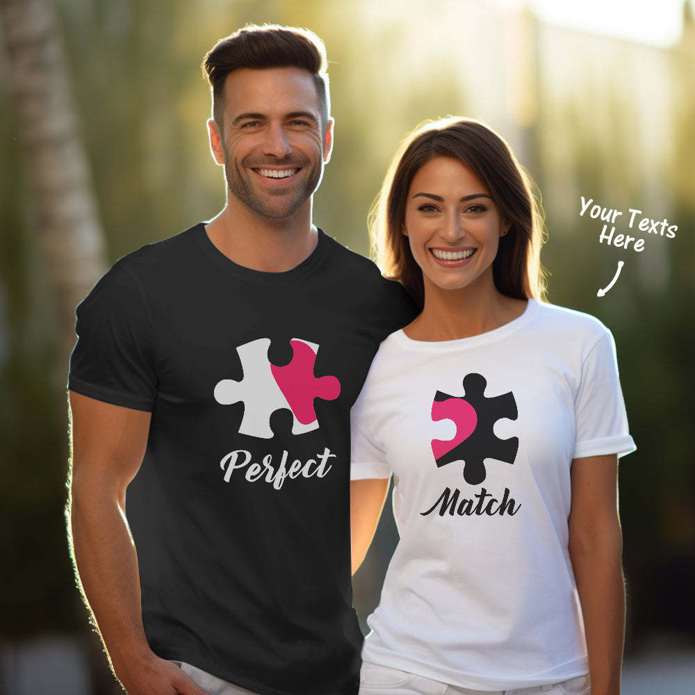 Perfect Match Custom Couple Matching T-shirts Personalized Matching Couple Shirts Valentine's Day Gift - MyFaceSocksAu