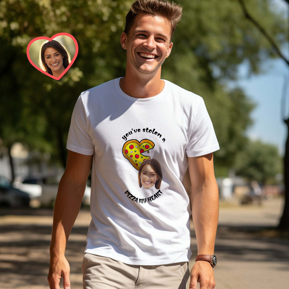 Custom Couple Matching T-shirts Pizza My Heart Personalized Matching Couple Shirts Valentine's Day Gift - MyFaceSocksAu
