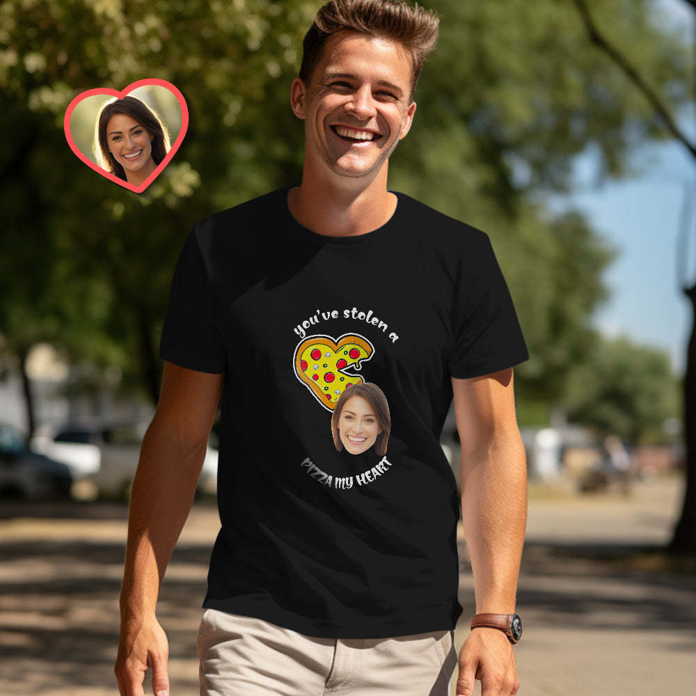Custom Couple Matching T-shirts Pizza My Heart Personalized Matching Couple Shirts Valentine's Day Gift - MyFaceSocksAu