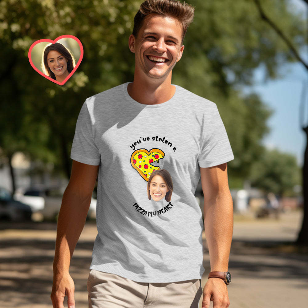 Custom Couple Matching T-shirts Pizza My Heart Personalized Matching Couple Shirts Valentine's Day Gift - MyFaceSocksAu