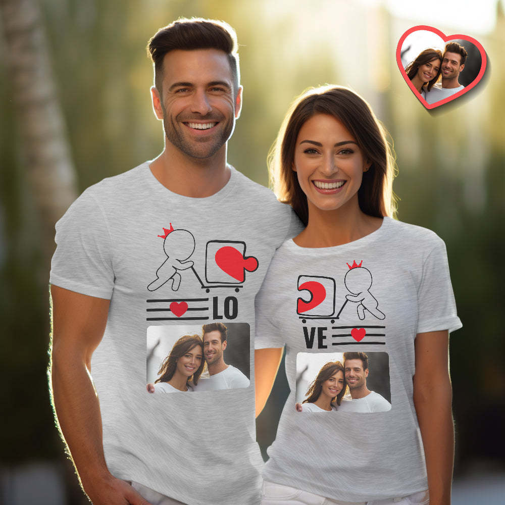 Custom Couple Matching T-shirts Love You Personalized Matching Couple Shirts Valentine's Day Gift - MyFaceSocksAu