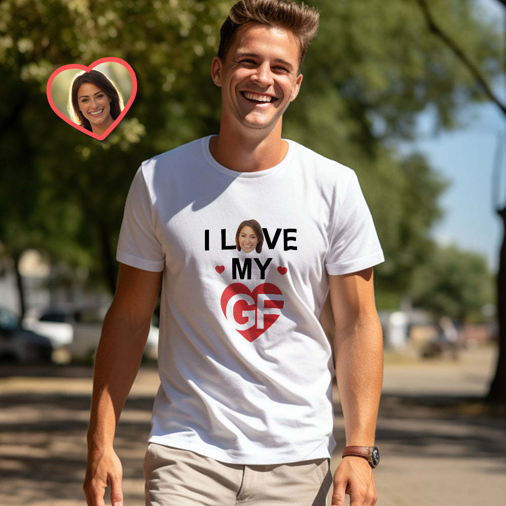 Custom Couple Matching T-shirts I Love My BF I Love My GF Valentine's Day Gift - MyFaceSocksAu