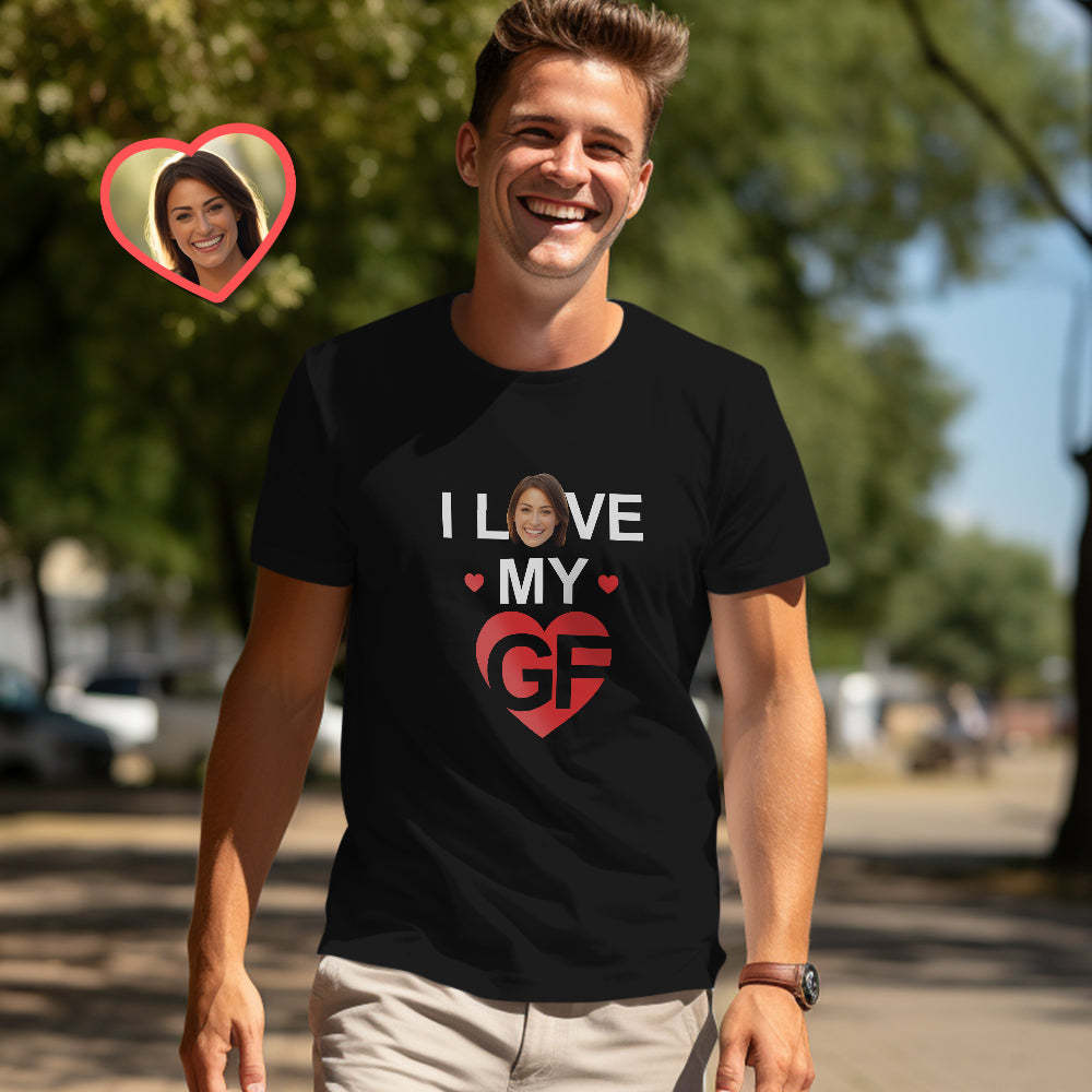 Custom Couple Matching T-shirts I Love My BF I Love My GF Valentine's Day Gift - MyFaceSocksAu