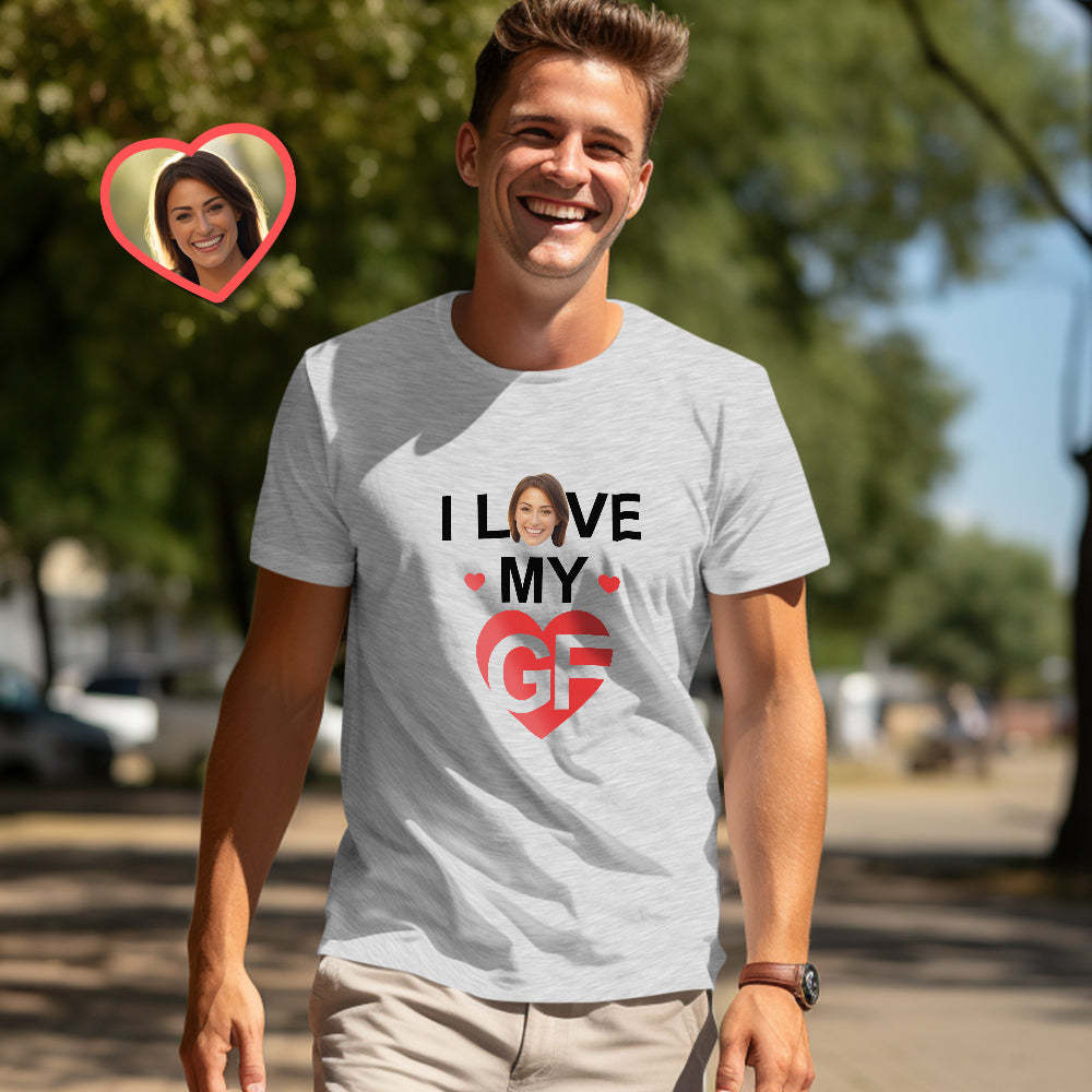Custom Couple Matching T-shirts I Love My BF I Love My GF Valentine's Day Gift - MyFaceSocksAu