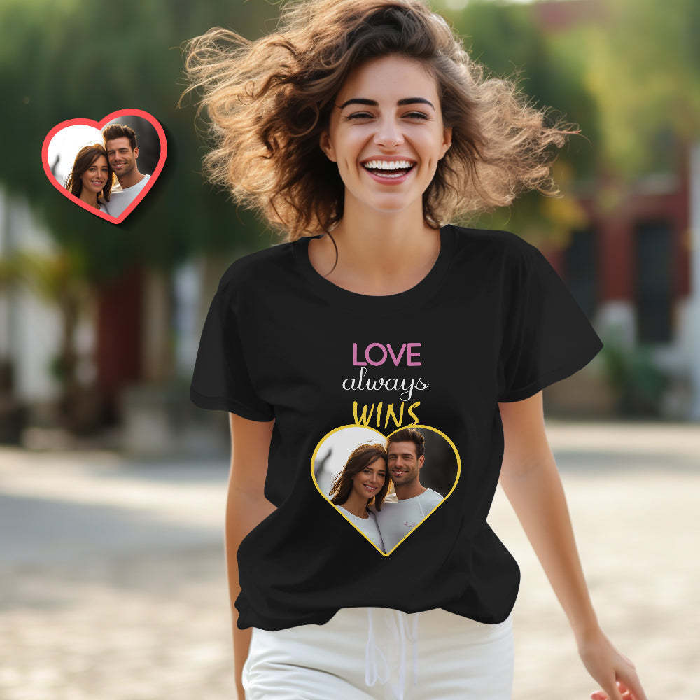 Custom Couple Matching T-shirts Love Always Wins Personalized Matching Couple Shirts Valentine's Day Gift - MyFaceSocksAu