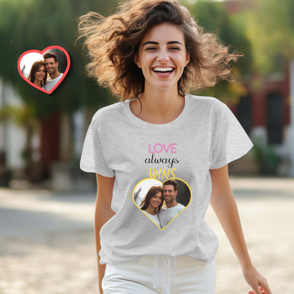 Custom Couple Matching T-shirts Love Always Wins Personalized Matching Couple Shirts Valentine's Day Gift - MyFaceSocksAu