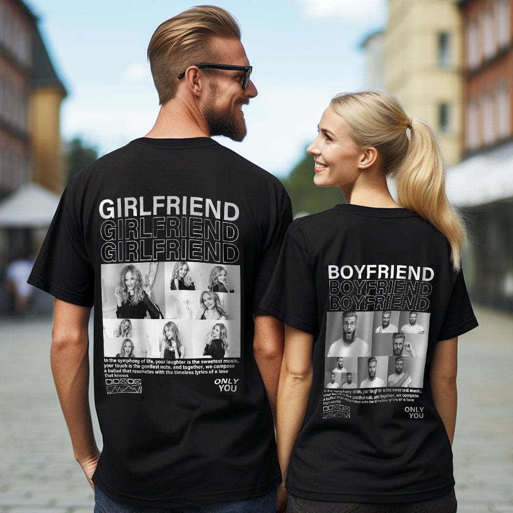 Custom Photo T-shirts Personalized Pictures T-shirt Valentine's Day Gifts for Couples - MyFaceSocksAu