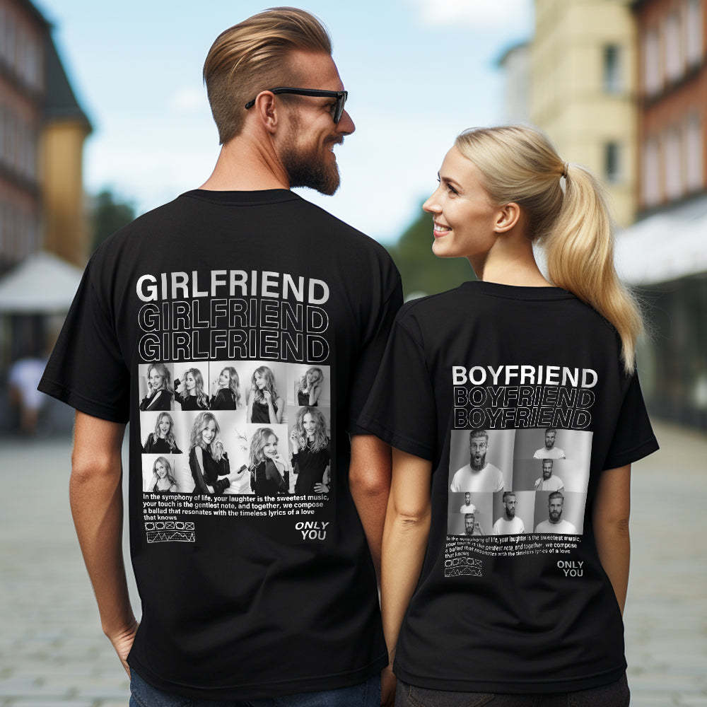 Custom Photo T-shirts Personalized Pictures T-shirt Valentine's Day Gifts for Couples - MyFaceSocksAu