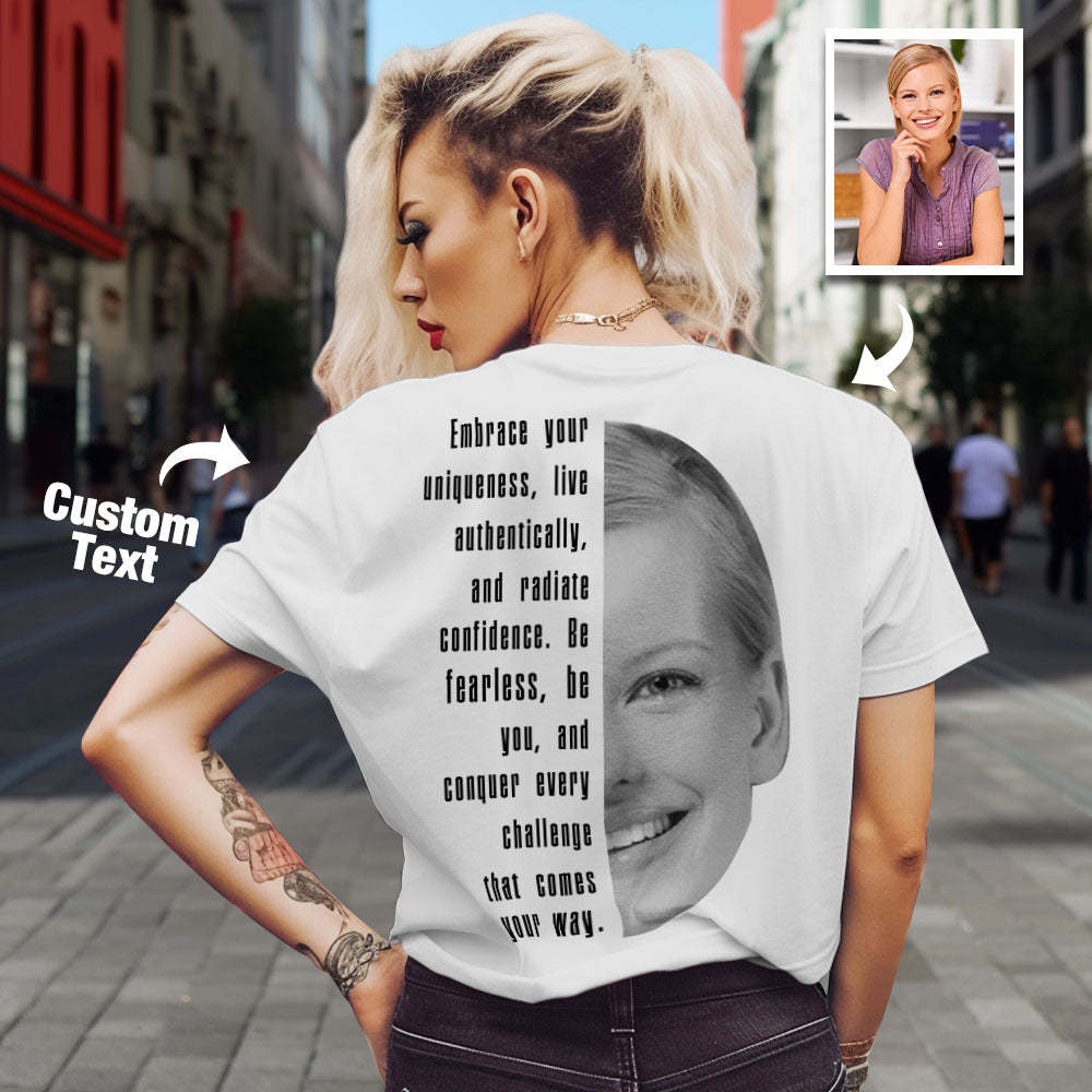 Custom Text and Face T-shirts Personalized Unisex Shirt Fashion Gift for Him for Her - MyFaceSocksAu