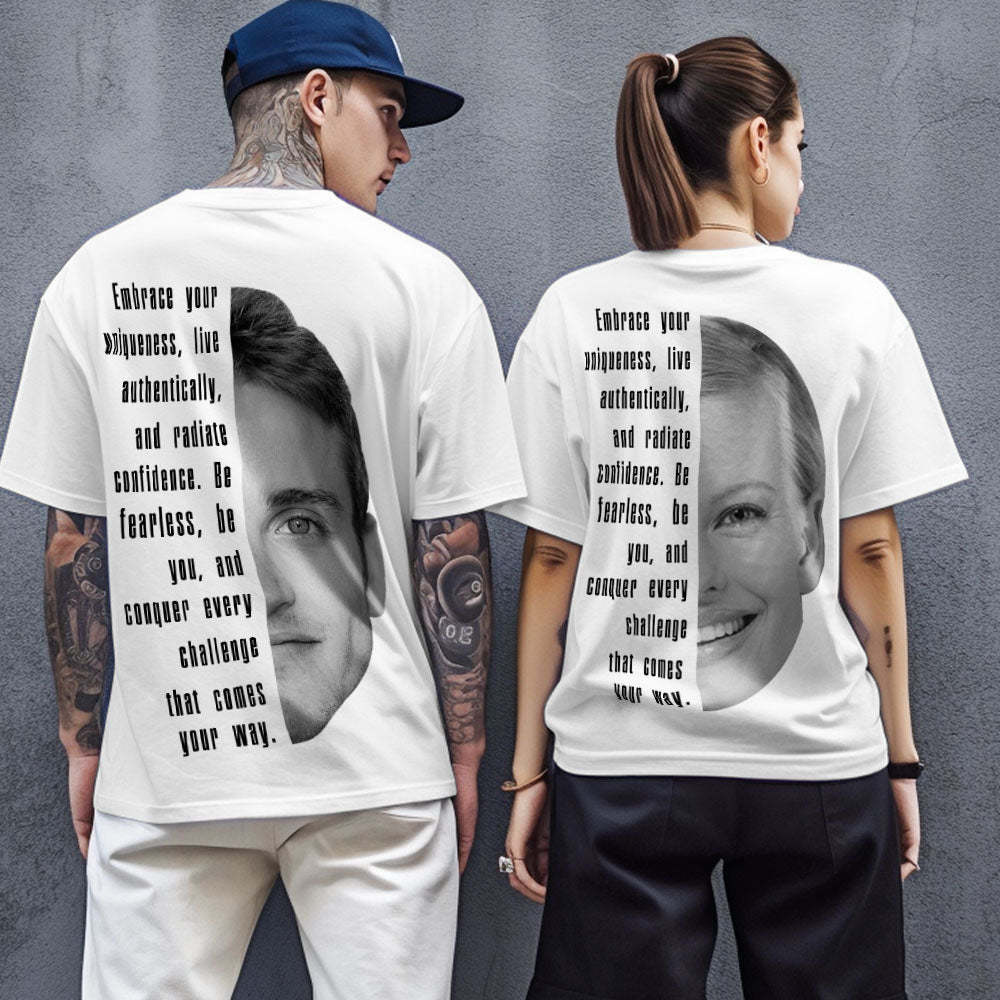 Custom Text and Face T-shirts Personalized Unisex Shirt Fashion Gift for Him for Her - MyFaceSocksAu