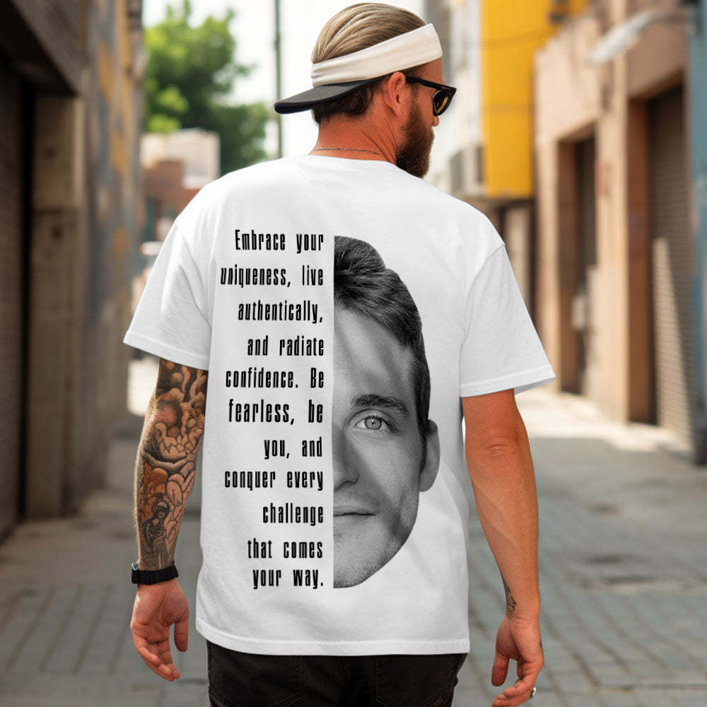 Custom Text and Face T-shirts Personalized Unisex Shirt Fashion Gift for Him for Her - MyFaceSocksAu